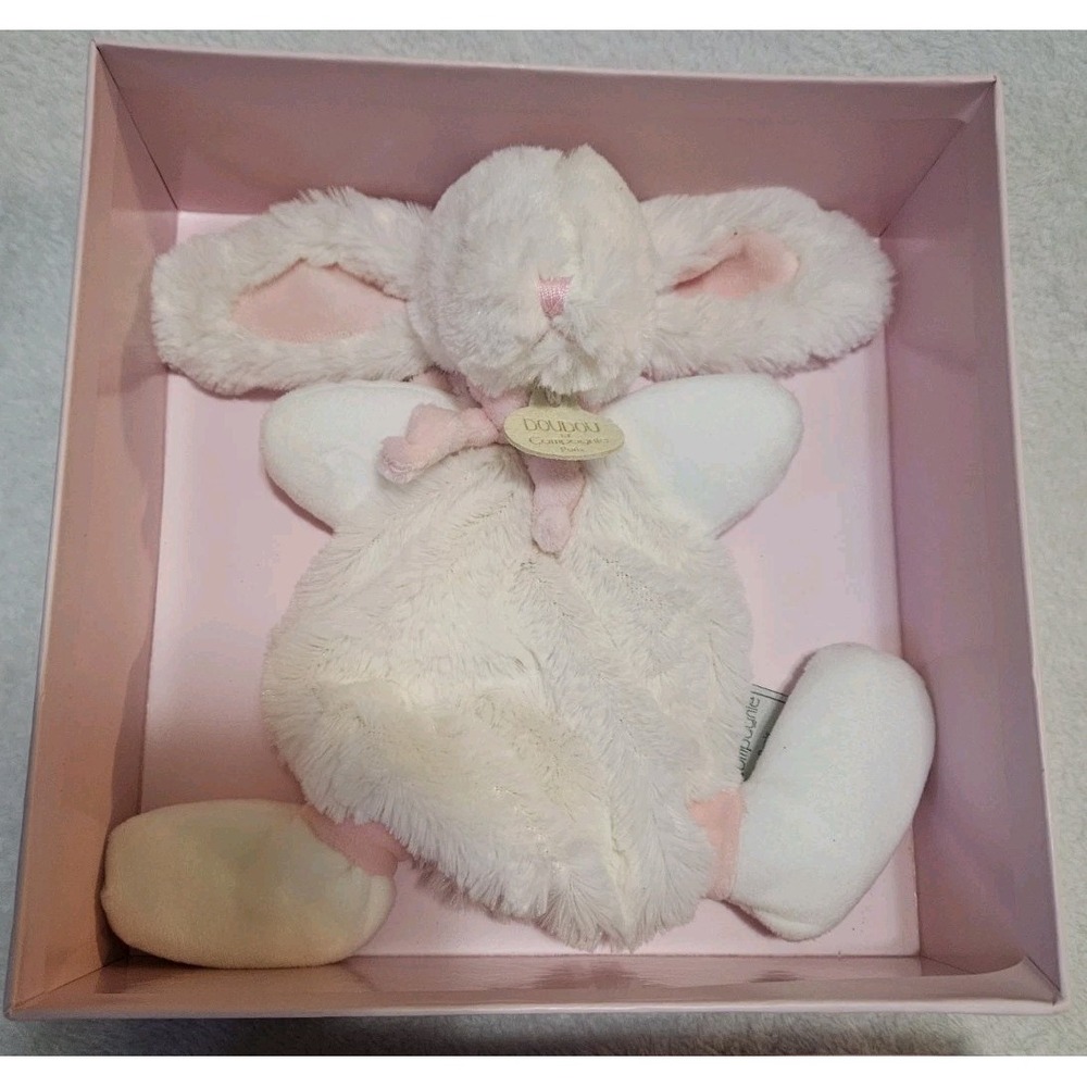 Doudou et Compagnie Mon Lapin BonBon Bunny Plush Security Lovey NWT Pink White